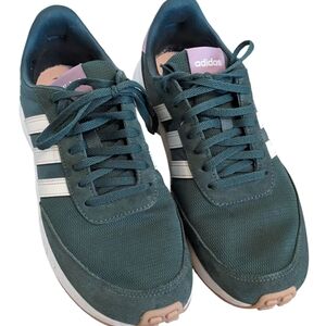 Adidas Green and White Sneakers